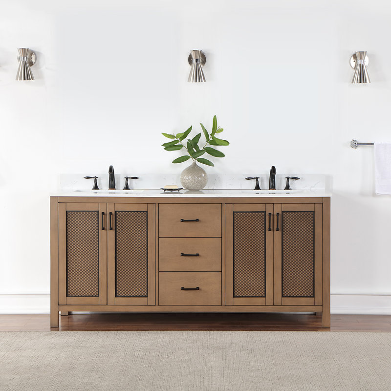 Rosdorf Park Gavrili 72'' Double Bathroom Vanity with Cultured Marble